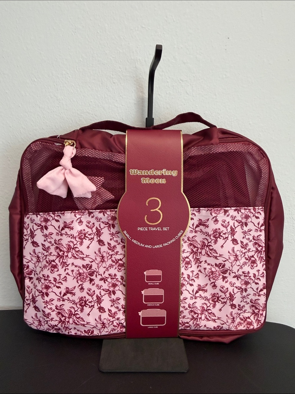 Wandering Moon | Wine Floral Packing Cube Travel Set (9) - Picture 9 of 14